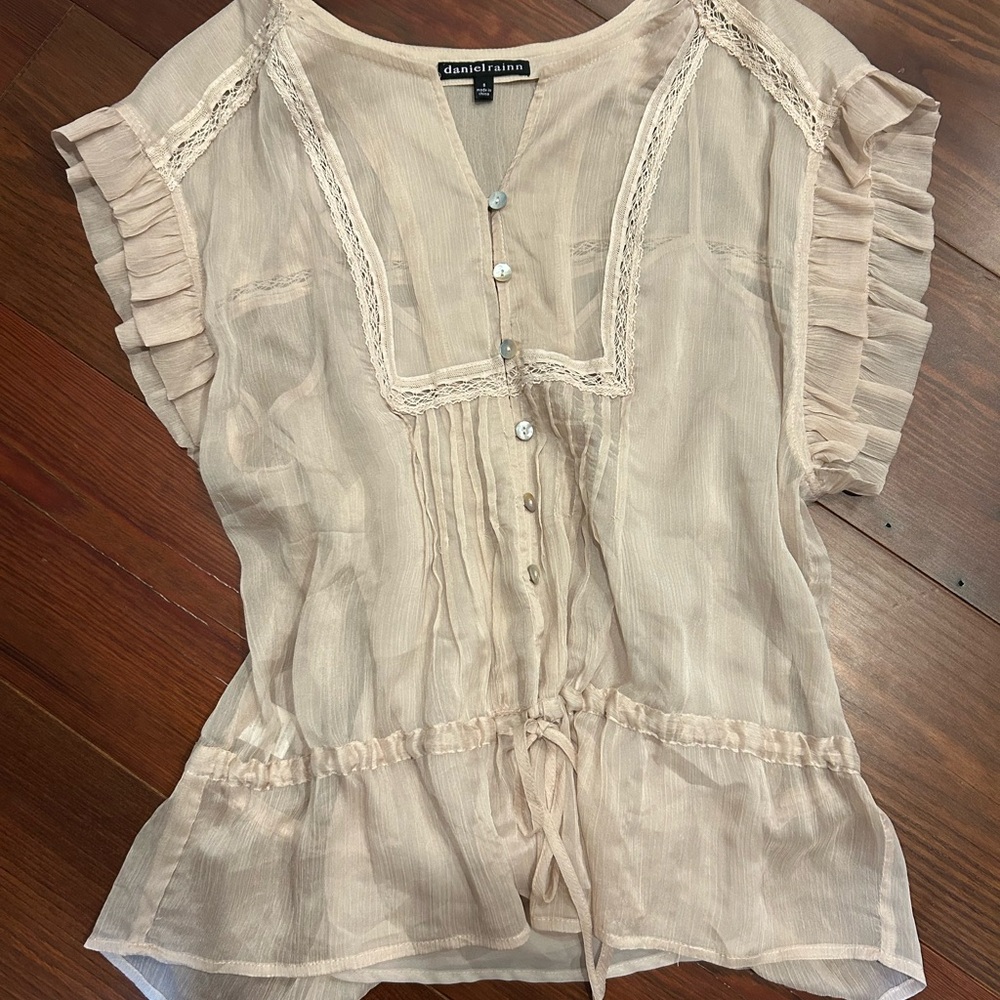 Daniel Rainn Beige Ruffle Blouse